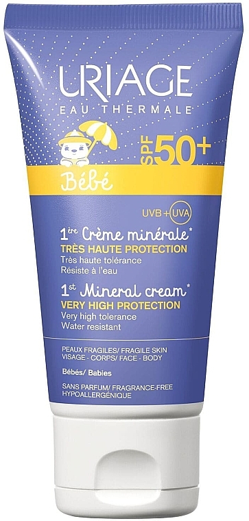 Baby Sunscreen Cream - Uriage Baby 1st Mineral Cream SPF 50+ — photo N1