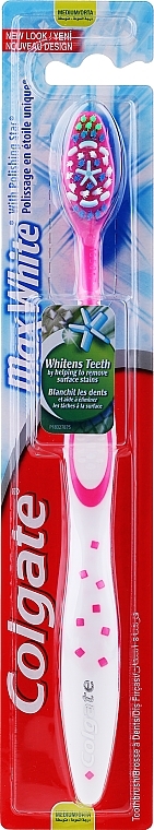 Medium Toothbrush, pink - Colgate Max White Medium With Polishing Star — photo N3