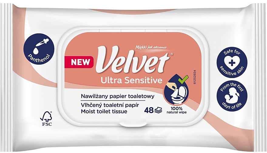 敏感肌用ウェットトイレットペーパー - Velvet Moist Toilet Tissue Ultra Sensitive	 — photo N1