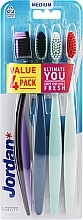 Toothbrush, 4 pcs., medium, black + blue + mint + pistachio - Jordan Ultimate You Medium — photo N1