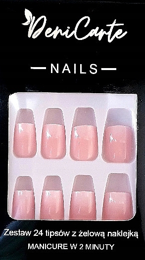 Ombre Square Nail Tips, 24 pcs. - Deni Carte Nails 7028 — photo N1