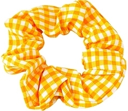 Fragrances, Perfumes, Cosmetics Scrunchie, yellow with small checkered pattern - Lolita Accessories