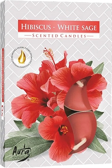 Hibiscus & White Sage Tealight Set - Bispol Hibiscus White Sage Scented Candles — photo N1