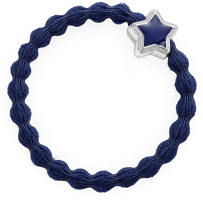 Hair Tie, silver star, dark blue - By Eloise London Enamel Silver Star Navy Blue — photo N1