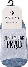 Women Short Socks with Funny Lettering, blue - Moraj — photo N1