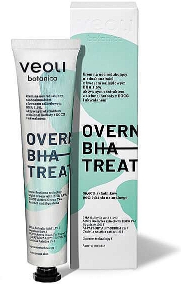 Night Cream with Salicylic Acid - Veoli Botanica Overnight BHA Treatment — photo N3