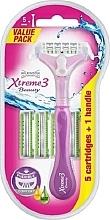 Fragrances, Perfumes, Cosmetics Shaving Razor + 5 Replaceable Cartridges - Wilkinson Sword Xtreme3 Beauty Hybrid