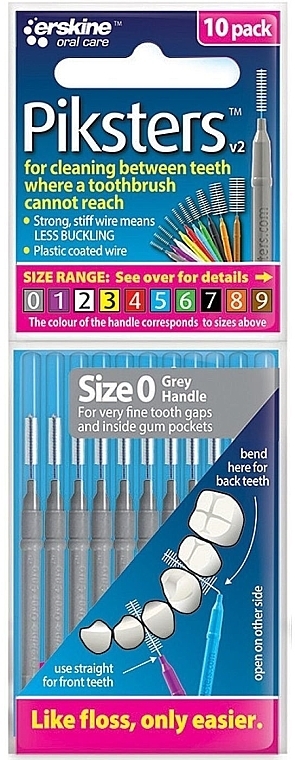 Piksters Interdental Brushes Grey Size 0 - Piksters Interdental Brushes Grey Size 0 — photo N1