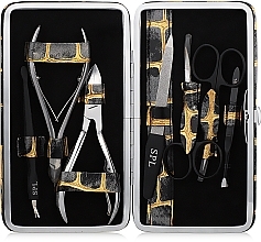 Manicure Set, 7 tools, grey crocodile with gold, 77904AA - SPL — photo N8