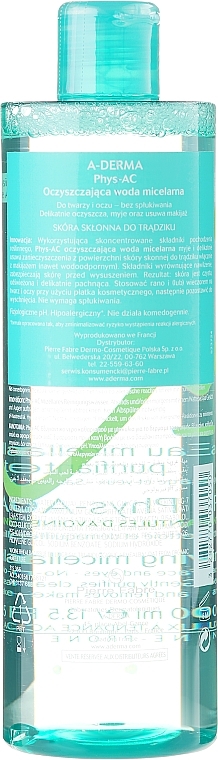 Micellar Water - A-Derma Phys-AC Purifying Micellar Water — photo N4