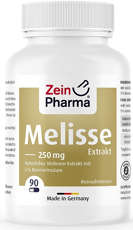 Melissa Extract Food Supplement, 90 Caps - Zein Pharma Melissa Extract 250mg Capsules — photo N1