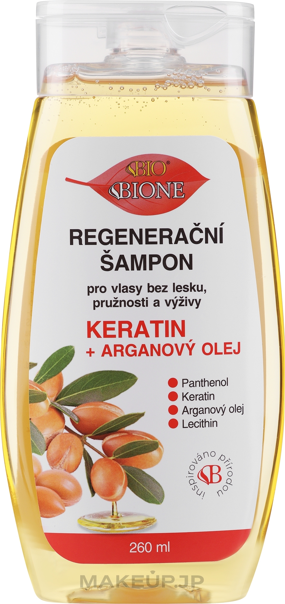 Repair Hair Shampoo - Bione Cosmetics Keratin + Argan Oil Regenerative Shampoo With Panthenol — photo 260 ml