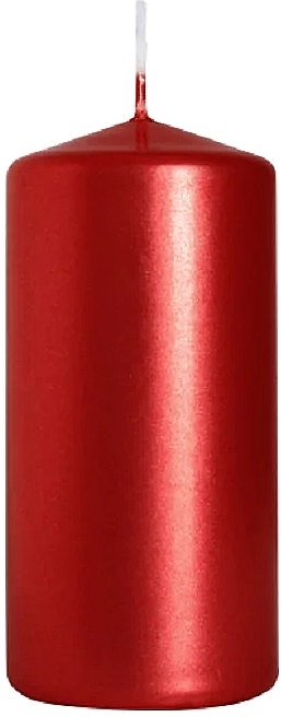 Cylindrical Candle 50x100 mm, red metallic - Bispol — photo N1