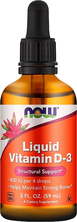 Drops "Vitamin D3" - Now Foods Liquid Vitamin D3 400 IU — photo N1