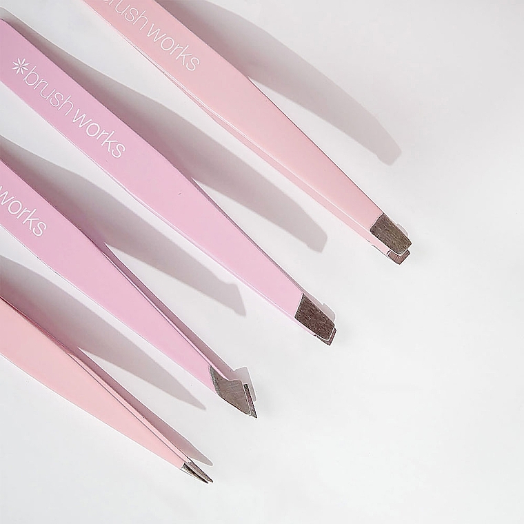 Tweezers Set, 4 pcs, pink - Brushworks 4 Piece Combination Tweezer Set Pink — photo N4