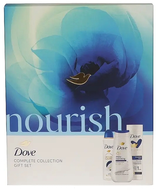 Set - Dove Nourish Complete Colection Gift Set (sh/gel/225ml + deo/150ml + b/milk/250ml)	 — photo N1