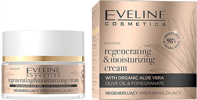 Moisturizing Face Cream - Eveline Organic Gold Regenerating Moisturizing Cream — photo N1