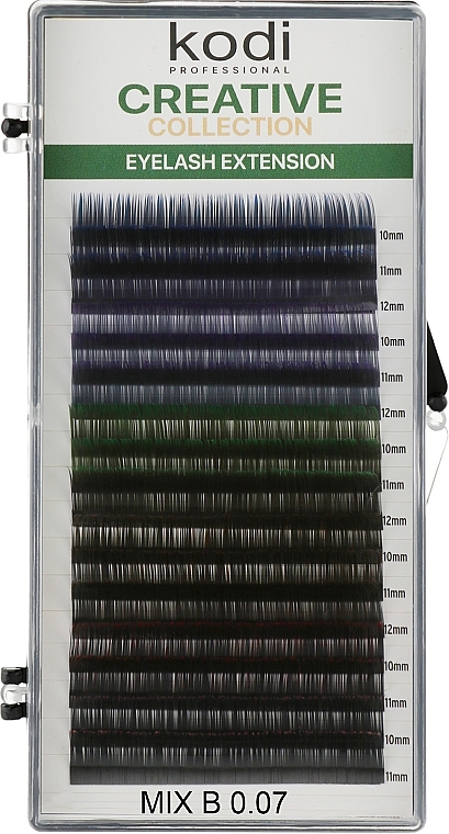 Creative Collection B 0.07 False Eyelashes with Colored Tip (16 rows: 10/11/12) - Kodi Professional — photo N1