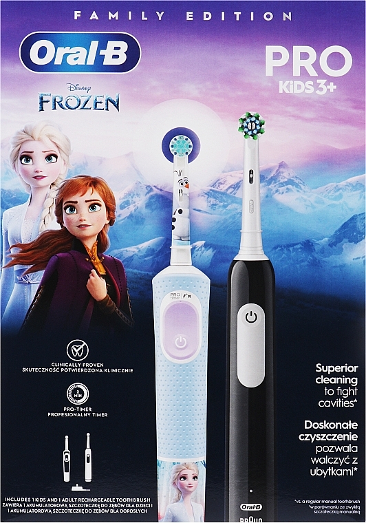 Ice Heart Electric Toothbrush Set - Oral-B Pro Kids Frozen Family Edition (tooth/brush/2pcs) — photo N2