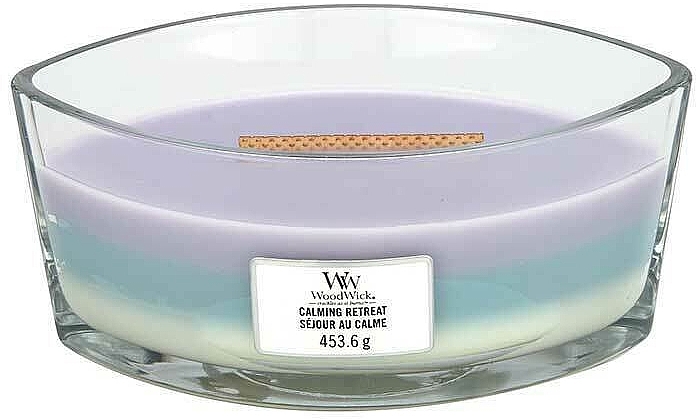 Scented Candle in Glass - WoodWick Calming Retreat Trilogy Ellipse Candle — photo N1
