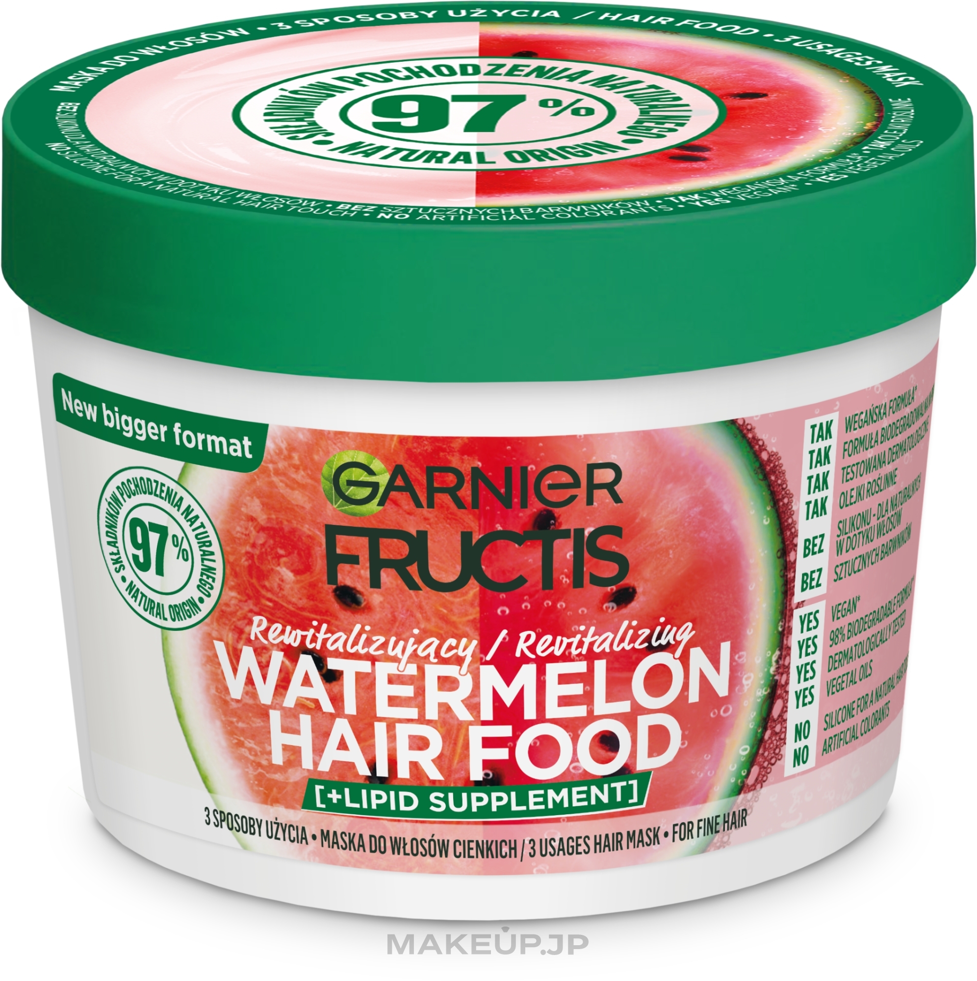 Hair Mask - Garnier Fructis Hair Food Plumping Watermelon Mask — photo 400 ml