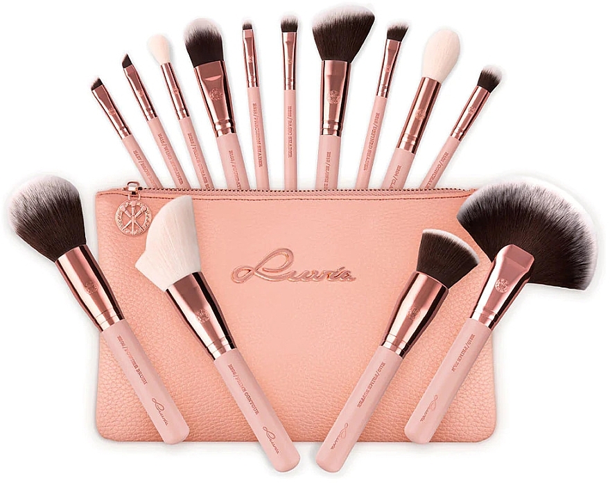 Makeup Brush Set, 14 pcs - Luvia Cosmetics Rose Golden Vintage Essential Brushes Set — photo N1