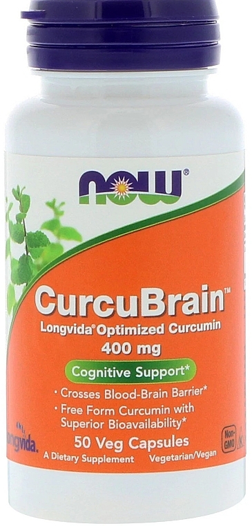 Natural Dietary Supplement, 50 veg capsules - Now Foods CurcuBrain — photo N1