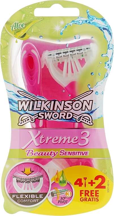 Disposable Razors, 4+2 pcs - Wilkinson Sword Xtreme 3 Beauty Sensitive — photo N1