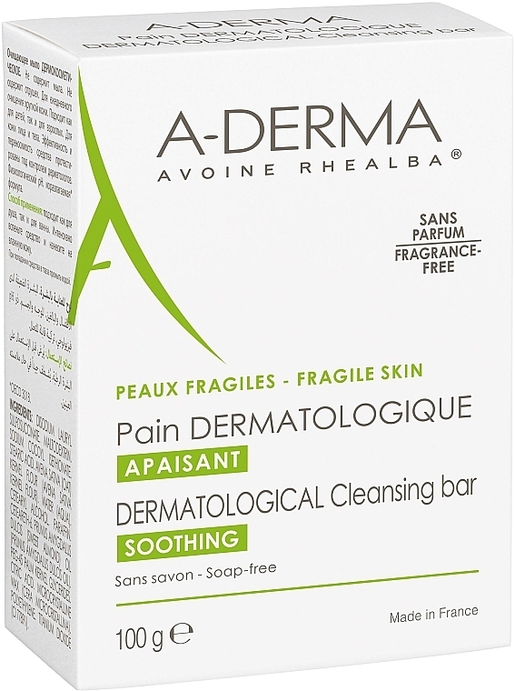 Dermatological Rhealba Oats Soap for Irritated Skin - A-Derma Soap Free Dermatological Bar — photo N1