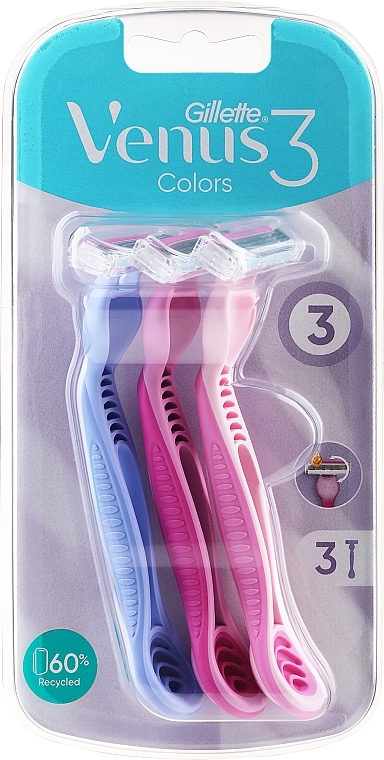 Jednorazowe maszynki do golenia, 3 sztuki - Gillette Venus Simply 3 Plus Colours — photo N1