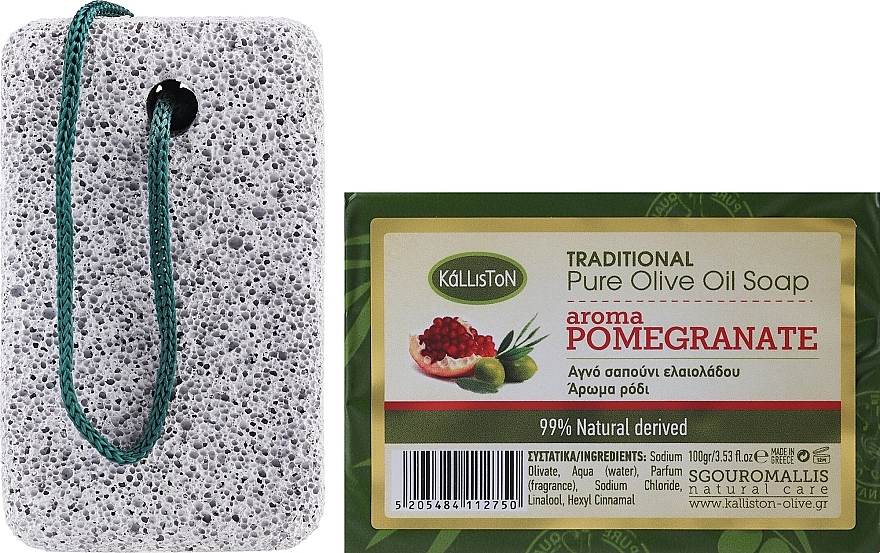 Soap Set with Pomegranate Scent - Kalliston Set Soap+ Pumice — photo N1
