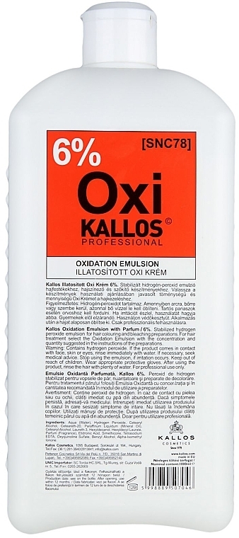 Oxidizing Emulsion 6% - Kallos Cosmetics Oxi Oxidation Emulsion With Parfum — photo N1