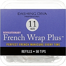 Fragrances, Perfumes, Cosmetics Narrow Nail Tips "French Smile+" - Dashing Diva French Wrap Plus White 50 Tips (Size 11)