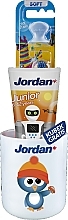 Fragrances, Perfumes, Cosmetics Set "Penguin" - Jordan Junior (toothpaste/50ml + toothbrush/1pc + cup)