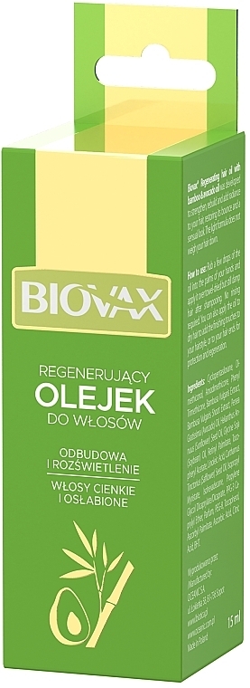 Repairing Bamboo & Avocado Oil Hair Mask for Thin & Weakened Hair - Biovax Bambus & Avocado Oil Elirsir — photo N2