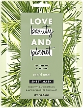 Fragrances, Perfumes, Cosmetics Rapid Reset Facial Sheet Mask - Love Beauty&Planet Tea Tree & Vetiver Sheet Mask