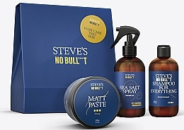 Fragrances, Perfumes, Cosmetics Set - Steve's No Bull***t Hair Care Trio Box (shmp/250ml + h/spray/250ml + h/paste/100ml)