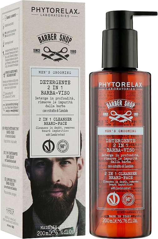 Cleansing Face & Beard Gel 2in1 - Phytorelax Laboratories Men's Grooming 2 in 1 Cleanser Beard-Face — photo N2
