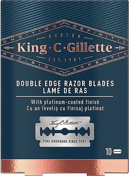 Double-Sided Shaving Blades with Platinum Coating, 10 pcs - Gillette King C. Gillette Double Edge Razors — photo N1