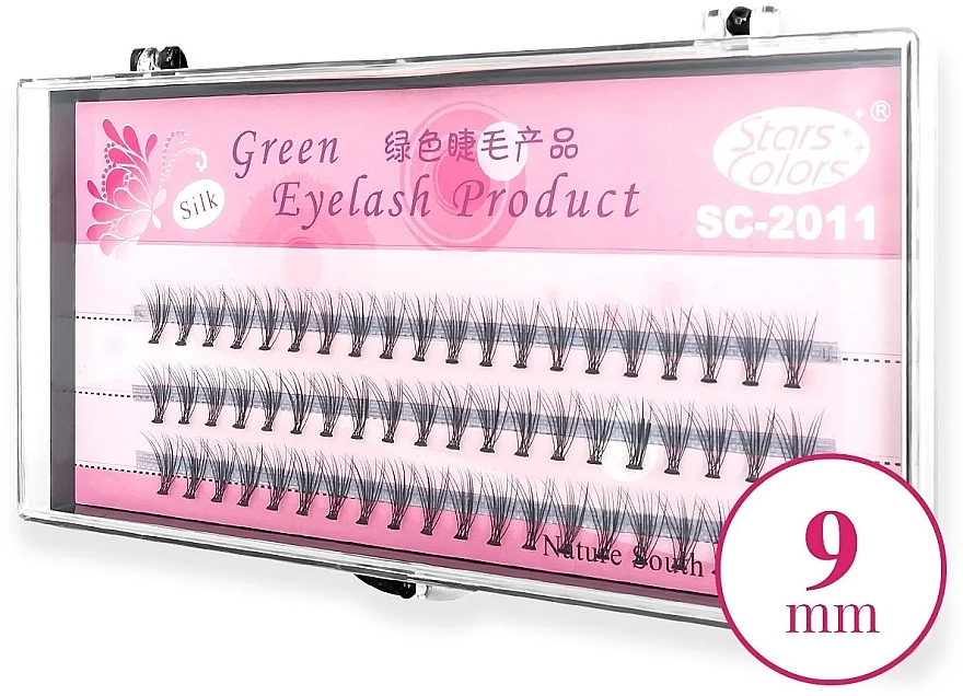 Lash Individuals, C, 9 mm - Clavier Pink Silk Green Eyelash — photo N1