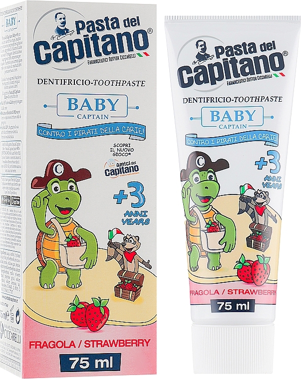 Kids Toothpaste with Strawberry Flavor, 3+ years - Pasta del Capitano — photo N1