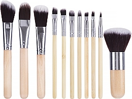Bamboo Makeup Brush Set, 11 pcs, in a pouch - Beauty Design — photo N1