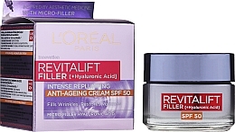 Fragrances, Perfumes, Cosmetics Intense Replumping Day Cream - L'Oreal Paris Revitalift Filler Cream Anti-age SPF 50