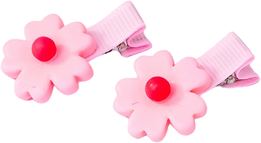 Hair Clip with Flower, pink - Lolita Accessories — photo N1