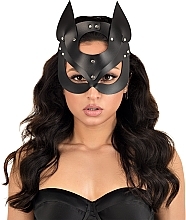 Eco-Leather Mask 'Kitty', black - MAKEUP Women's PU Leather Kitty Mask (1pc) — photo N1