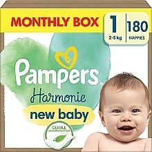 Harmonie ニューベビー オムツ、サイズ 1、2-5キロ、180枚 - Pampers	 — photo N1