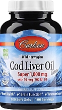 Cod Liver Oil, 1000 mg - Carlson Labs Cod Liver Oil Gems — photo N1
