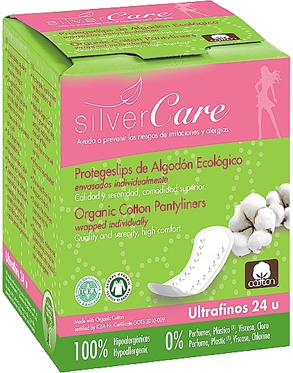 Ultra Thin Pantyliners, 24 pcs - Silver Care Catton Pantyliners — photo N1