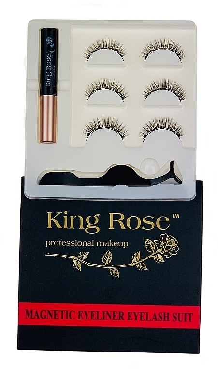 Magnetic Lash Set, 3 pairs of lashes & magnetic eyeliner, 2085 - King Rose — photo N1