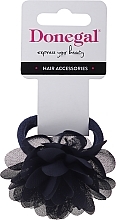 Fragrances, Perfumes, Cosmetics Hair Tie FA-5707, dark blue with a flower - Donegal